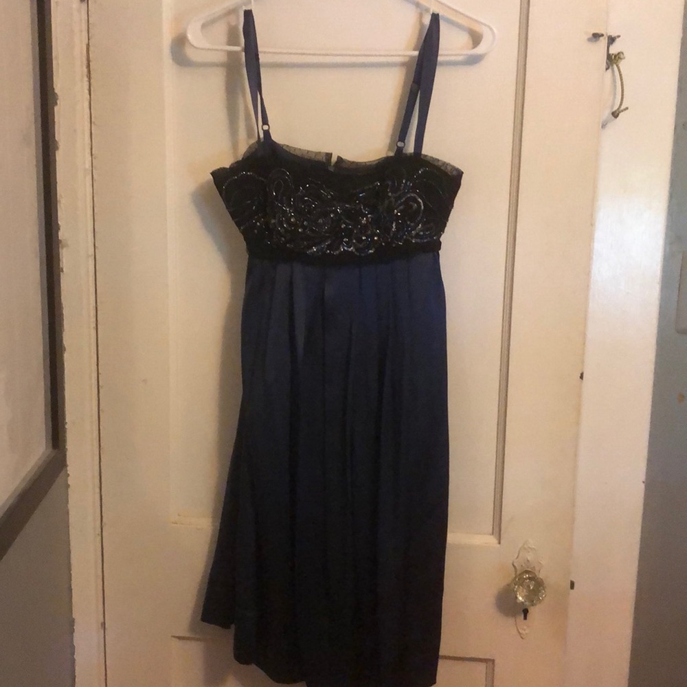 Blue silk and sequined BCBG dress